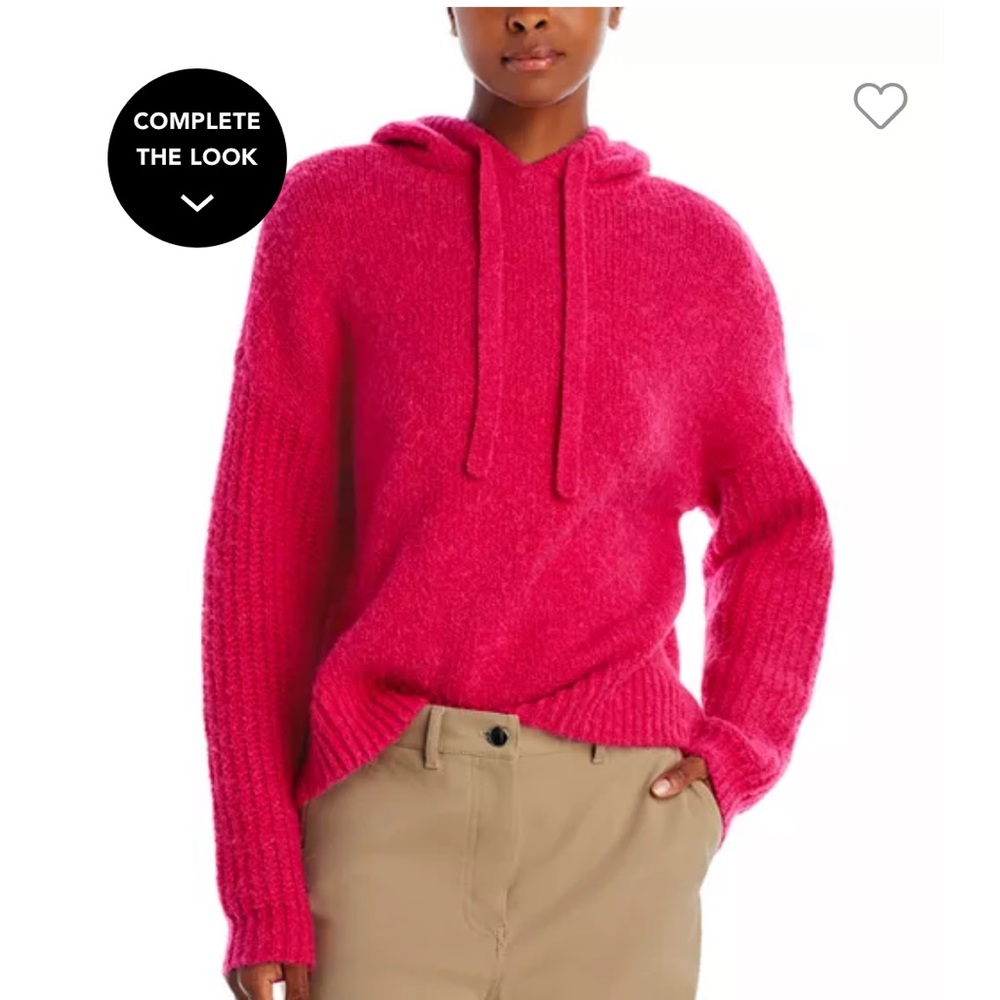 AQUA Hot Pink Knit Hooded Pullover Sweater